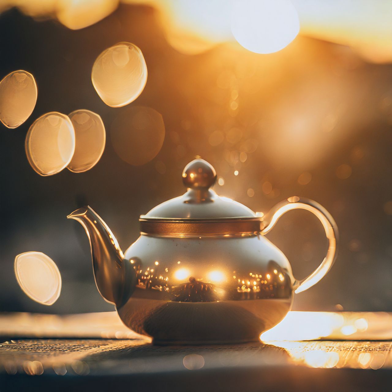 a golden teapot